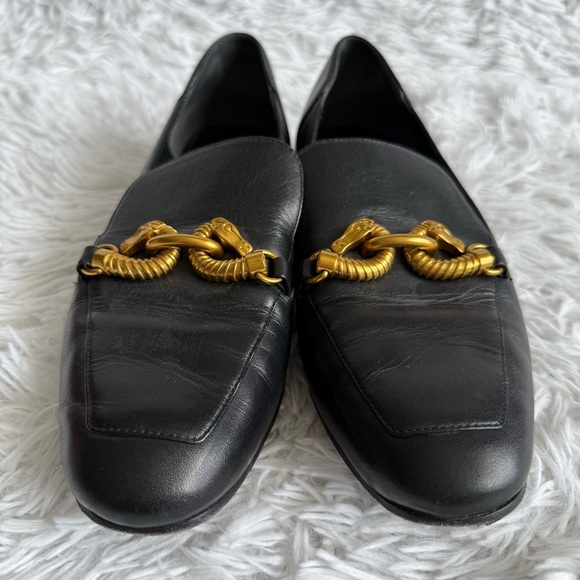 Tory Burch Jessa Black Leather Loafers and Gold Metal Horsehead Hardware Size 8 - Picture 3 of 9